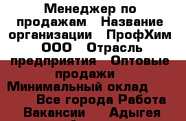 Менеджер по продажам › Название организации ­ ПрофХим, ООО › Отрасль предприятия ­ Оптовые продажи › Минимальный оклад ­ 25 000 - Все города Работа » Вакансии   . Адыгея респ.,Адыгейск г.